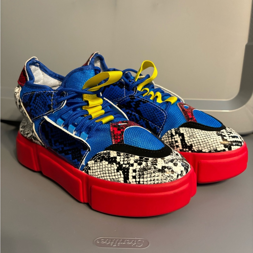 Multicolor Snake Skin platform running sneakers
